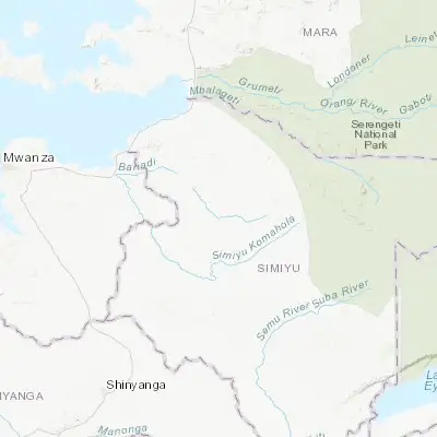 Map showing location of Bariadi (-2.800000, 33.983330)