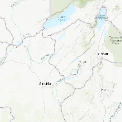 Map showing location of Basotu (-4.366670, 35.083330)