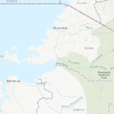 Map showing location of Bunda (-2.021530, 33.871090)