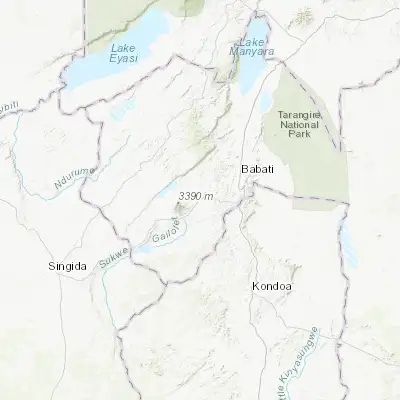Map showing location of Endasak (-4.416670, 35.516670)