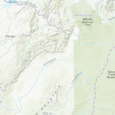 Map showing location of Ifakara (-8.133330, 36.683330)