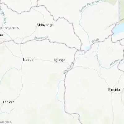 Map showing location of Igunga (-4.283330, 33.883330)