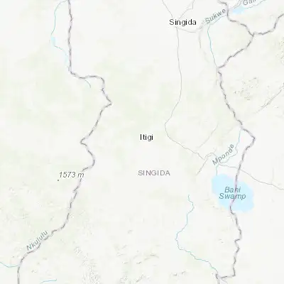 Map showing location of Itigi (-5.700000, 34.483330)