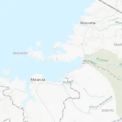Map showing location of Kibara (-2.150000, 33.450000)