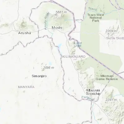 Map showing location of Kirya (-3.916670, 37.483330)