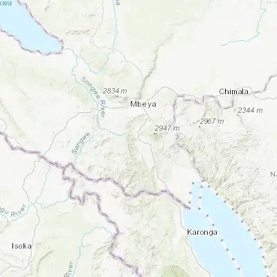 Map showing location of Kiwira (-9.173070, 33.541520)