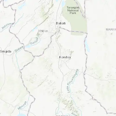 Map showing location of Kondoa (-4.900000, 35.783330)