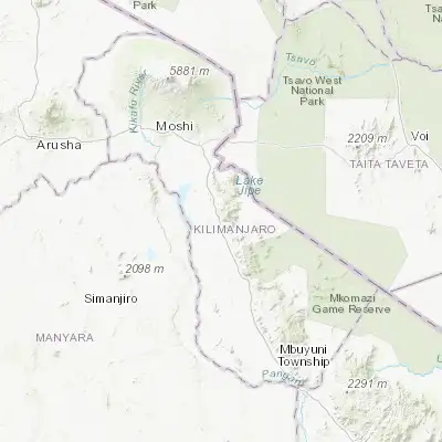 Map showing location of Lembeni (-3.783330, 37.616670)