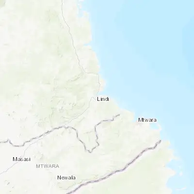 Map showing location of Lindi (-9.997090, 39.716490)