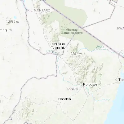 Map showing location of Makuyuni (-4.733330, 38.100000)