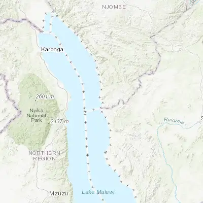 Map showing location of Manda (-10.466670, 34.583330)
