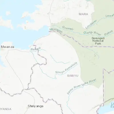 Map showing location of Maswa (-2.683330, 33.983330)