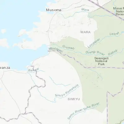 Map showing location of Matonga (-2.383330, 34.083330)