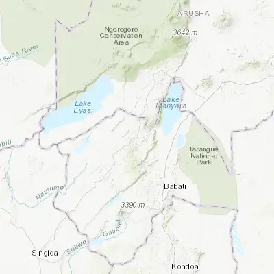 Map showing location of Mbulu (-3.850000, 35.533330)