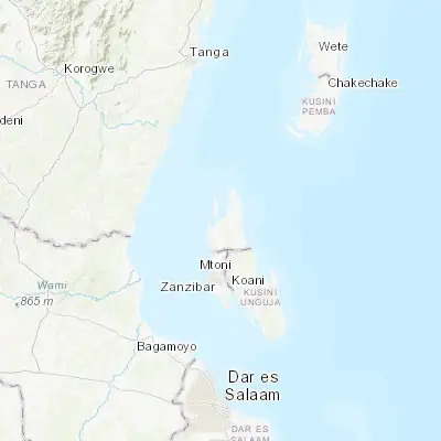 Map showing location of Mkokotoni (-5.875060, 39.255230)