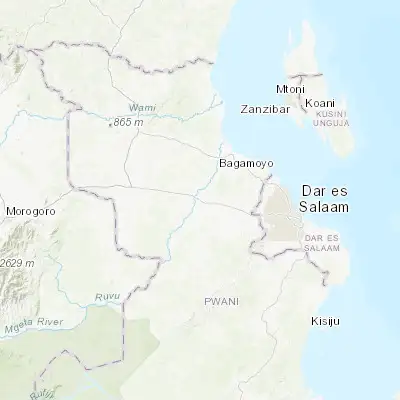 Map showing location of Mlandizi (-6.700000, 38.733330)