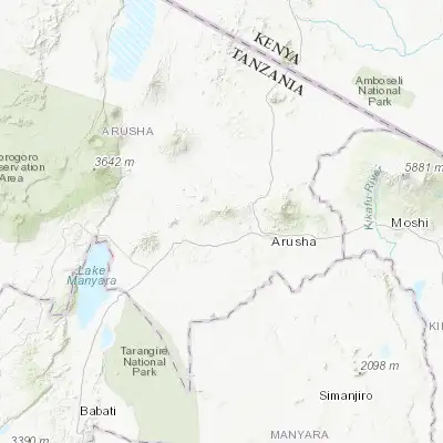 Map showing location of Monduli (-3.300000, 36.450000)
