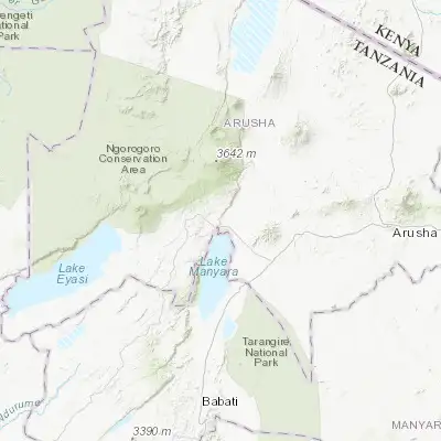 Map showing location of Mto wa Mbu (-3.350000, 35.850000)