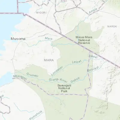 Map showing location of Mugumu (-1.850000, 34.700000)