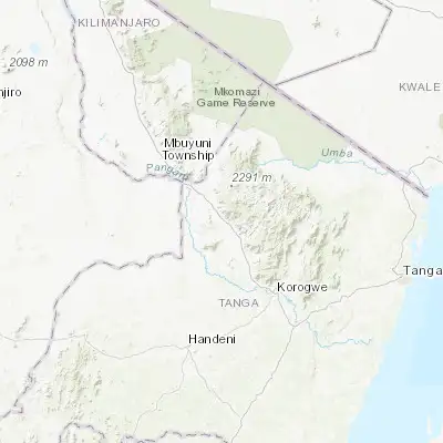 Map showing location of Mwanga (-4.800000, 38.200000)