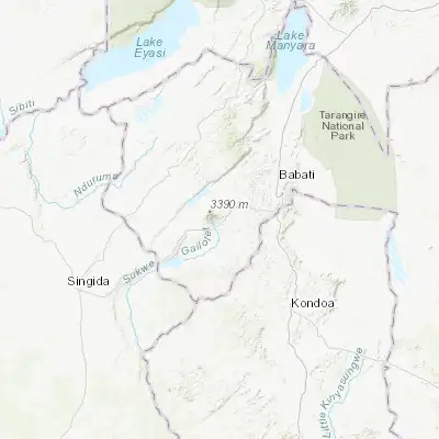 Map showing location of Nangwa (-4.466670, 35.450000)