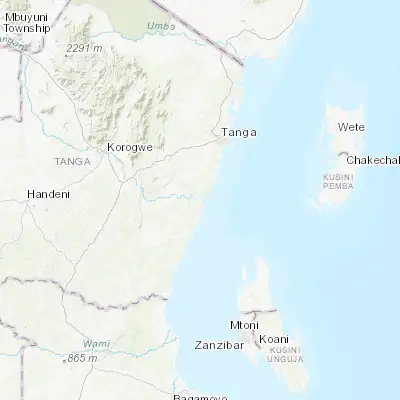 Map showing location of Pangani (-5.425260, 38.974730)