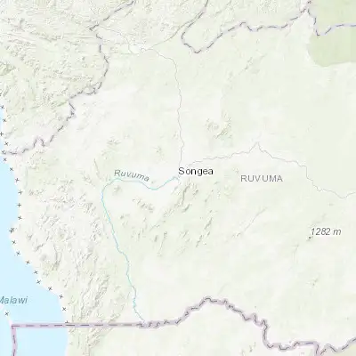 Map showing location of Songea (-10.683330, 35.650000)