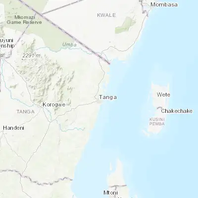 Map showing location of Tanga (-5.068930, 39.098750)