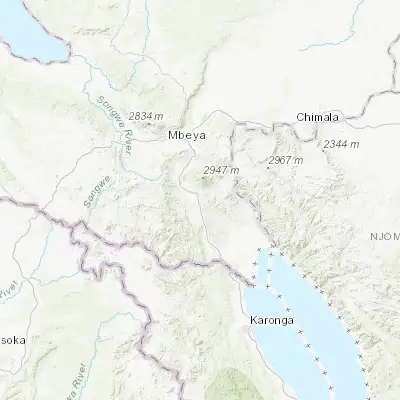 Map showing location of Tukuyu (-9.250000, 33.650000)