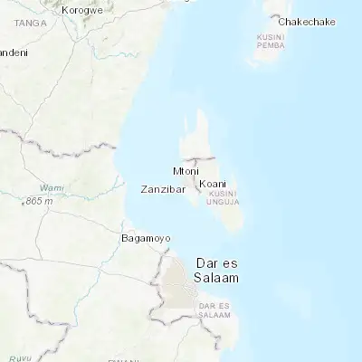 Map showing location of Zanzibar (-6.163940, 39.197930)