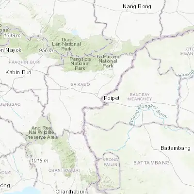 Map showing location of Aranyaprathet (13.692760, 102.501280)