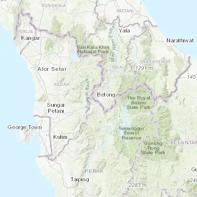 Map showing location of Betong (5.774340, 101.072310)