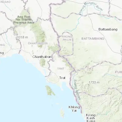 Map showing location of Bo Rai (12.572830, 102.537140)
