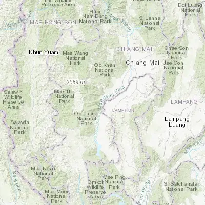 Map showing location of Chom Thong (18.417420, 98.674280)