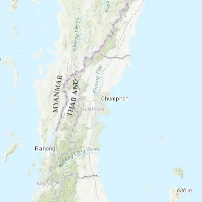 Map showing location of Chumphon (10.495700, 99.179710)