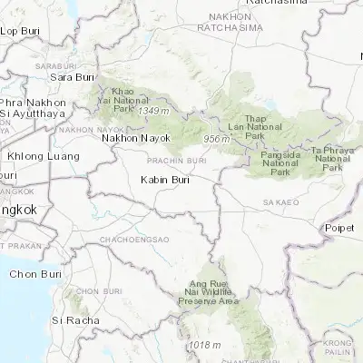 Map showing location of Kabin Buri (13.951140, 101.717690)