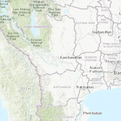 Map showing location of Kanchanaburi (14.004120, 99.548320)