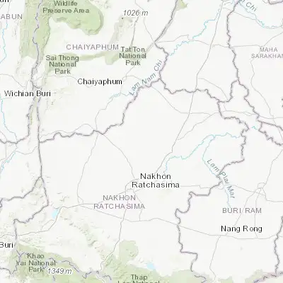 Map showing location of Kham Sakae Saeng (15.332210, 102.172780)