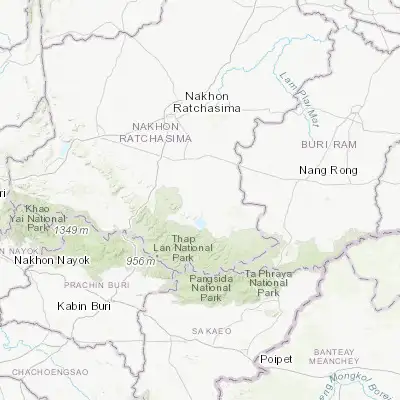 Map showing location of Khon Buri (14.525410, 102.245910)