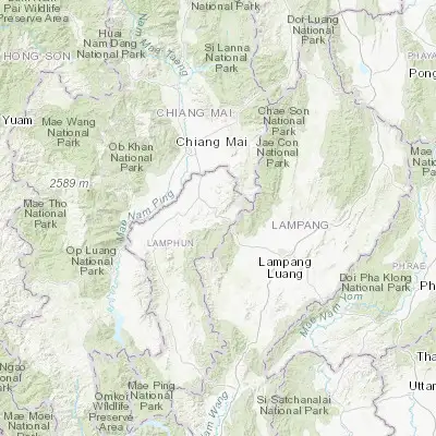 Map showing location of Mae Tha (18.464560, 99.140260)