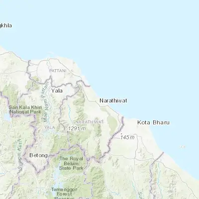 Map showing location of Narathiwat (6.426390, 101.823080)