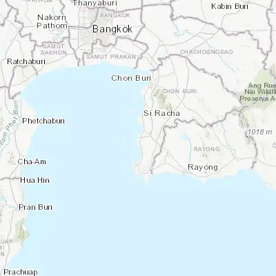 Map showing location of Pattaya (12.933330, 100.883330)