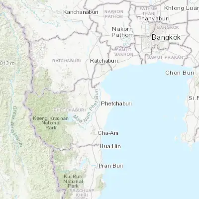 Map showing location of Phetchaburi (13.111890, 99.944670)
