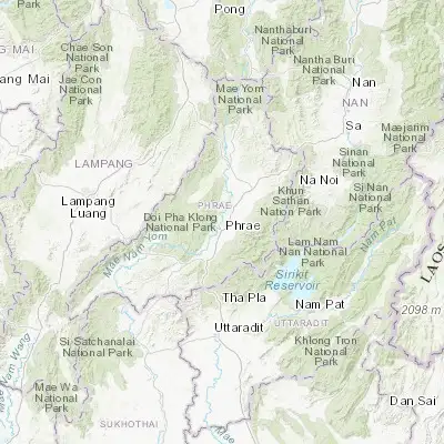 Map showing location of Phrae (18.145890, 100.141030)