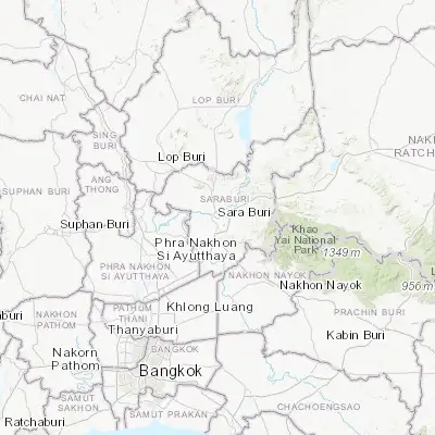 Map showing location of Saraburi (14.533330, 100.916670)