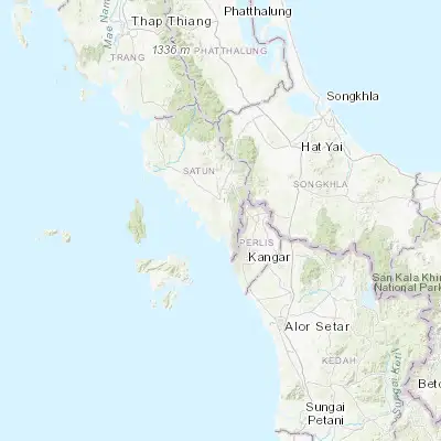 Map showing location of Satun (6.623140, 100.066760)
