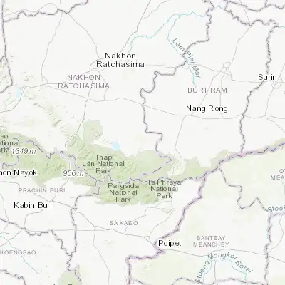 Map showing location of Soeng Sang (14.426420, 102.460580)