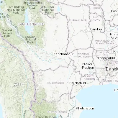 Map showing location of Tha Muang (13.961180, 99.641220)