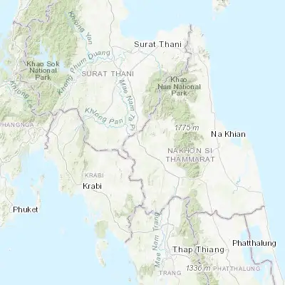 Map showing location of Tham Phannara (8.420450, 99.395170)