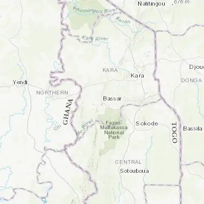Map showing location of Bassar (9.250250, 0.782130)